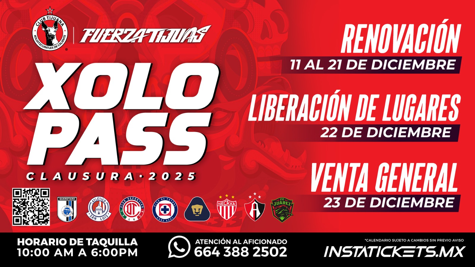 Los aficionados podrán renovar su Xolopass a partir de este miércoles 11 de Diciembre.